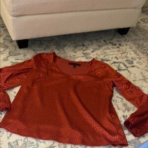 White House Black Market Orange Long Sleeve Blouse size medium